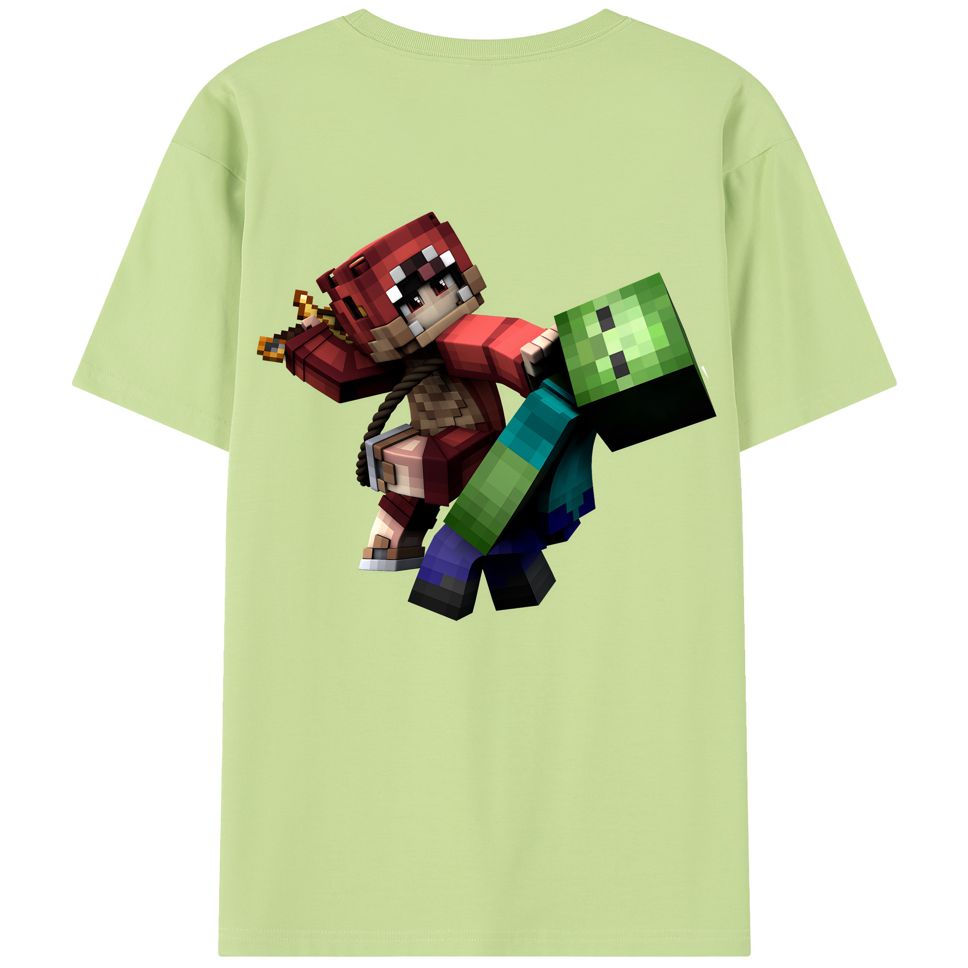 （画像用） マインクラフト ブロックの世界 Minecraft MC Block world 綿100％半袖Tシャツ（背面プリント）